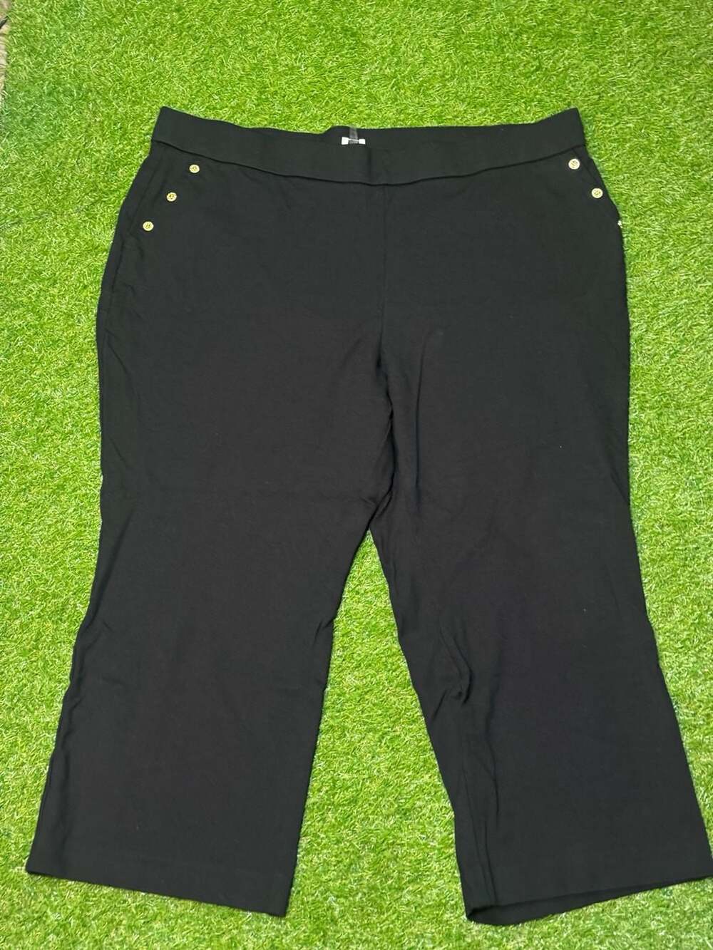 Anne Klein Plus Size 3X Black Sailor Button Detail Ankle Pants